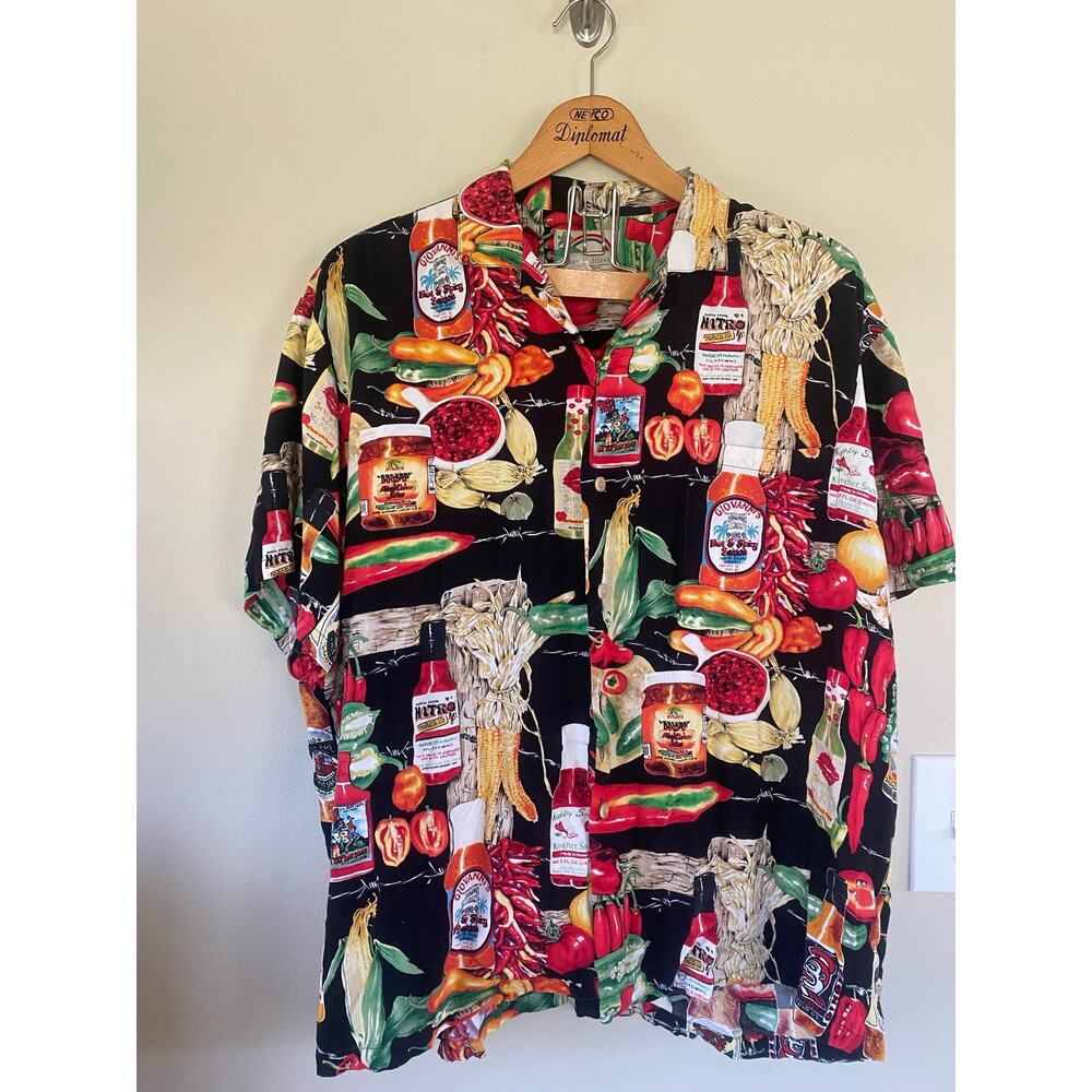 VTG Paradise Found Tony Soprano Hot Sauce Hawaiian Shirt Sopranos Mens XL